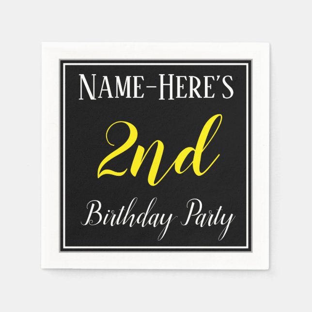Serviettes En Papier Simple, 2ème fête d'anniversaire avec nom personna (Devant)