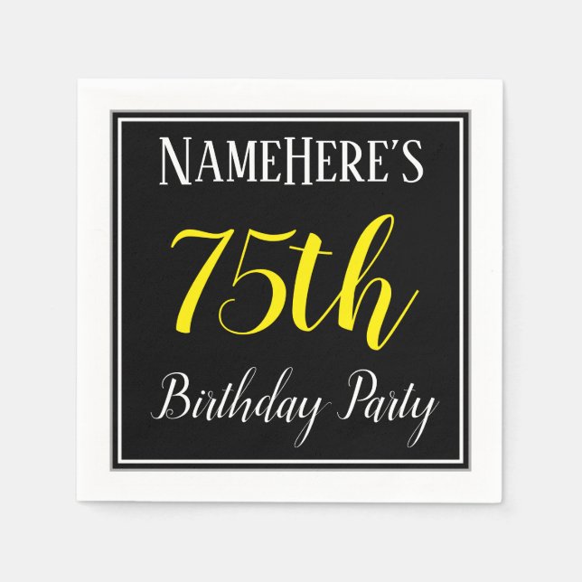 Serviettes En Papier Simple, 75e fête d'anniversaire avec nom personnal (Devant)