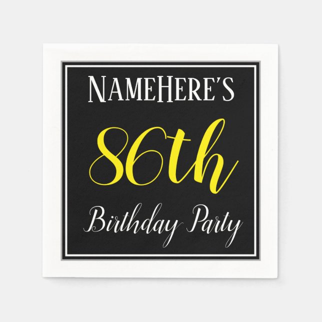 Serviettes En Papier Simple, 86e fête d'anniversaire avec nom personnal (Devant)
