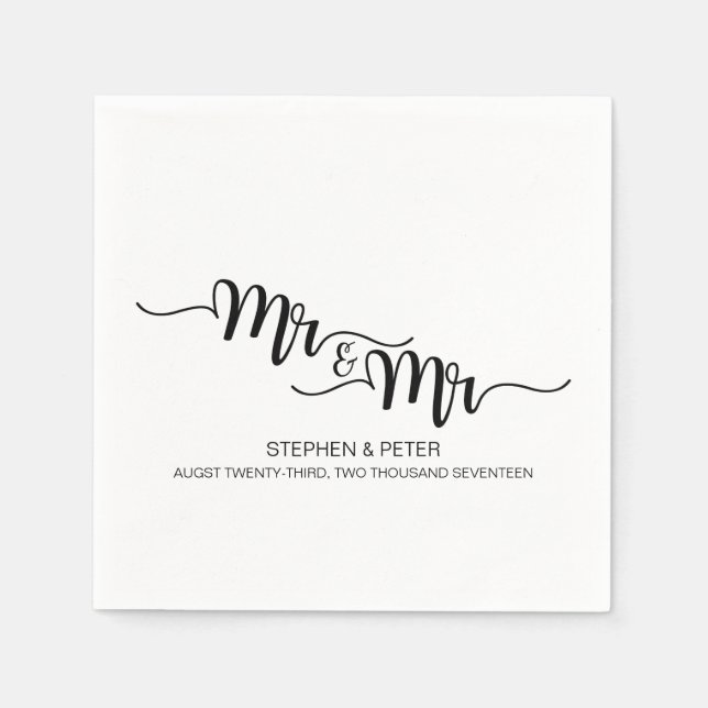 Serviettes En Papier Simple ÉCRIT À LA MAIN M. & M. MARIAGE PAPER NAPKI (Devant)