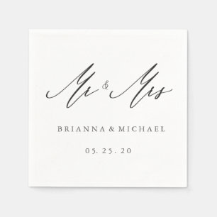 Serviettes En Papier Simple élégante calligraphie M. et Mme Mariage