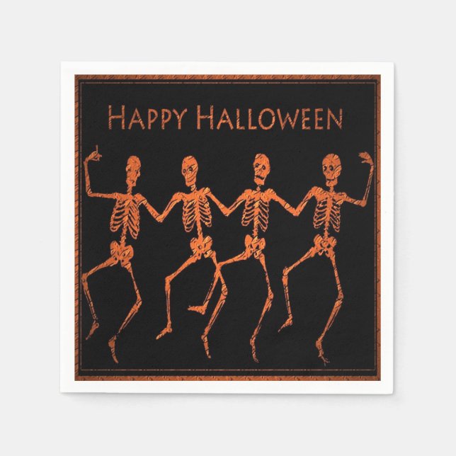 Serviettes En Papier Skeletons dansants Halloween Party Napkins (Devant)