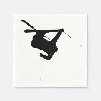 Serviettes En Papier Skier noir et blanc