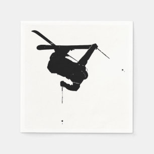 Serviettes En Papier Skieur noir et blanc