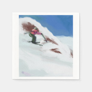 Serviettes En Papier Skiing Snow Mountain Art