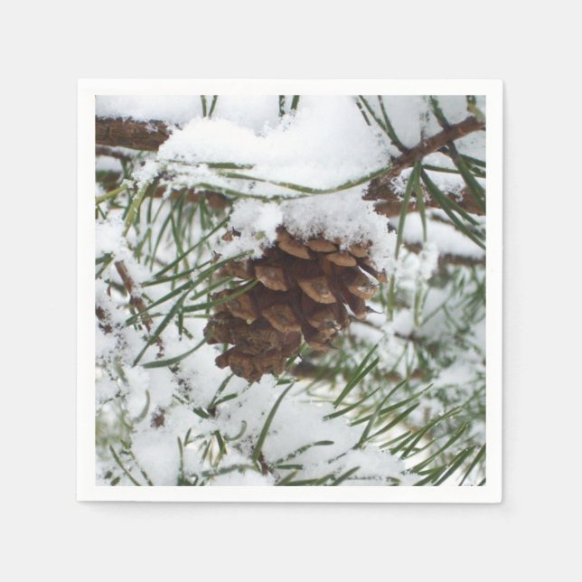Serviettes En Papier Snowy Pine Cone I (Devant)