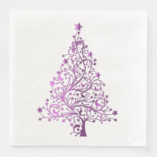 Serviettes En Papier Soirée Arbre de Noël Rose Soirée Élégante (Devant)