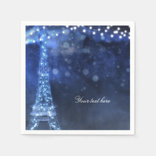 Serviettes En Papier Soirée Bleue Nuit enchantée à Paris Tour Eiffel