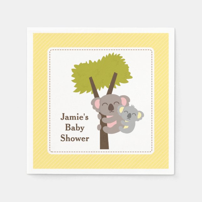 Serviettes En Papier Soirée de Baby shower de l'ours de maman Koala (Devant)