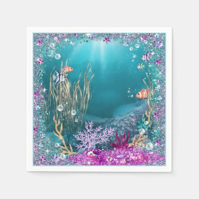 Serviettes En Papier Sous les serviettes de mer (Devant)