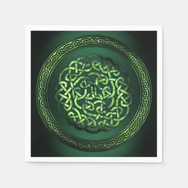Serviettes En Papier St. Patrick's Day - Celtic Motif Round (Devant)