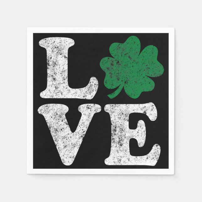 Serviettes En Papier St Patrick's Day LOVE Shamrock irlandais (Devant)