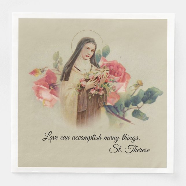 Serviettes En Papier St. Thérèse, la petite rose des fleurs (Devant)