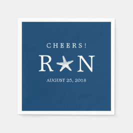 Serviettes En Papier Starfish Monogramme bleu marine | MARIAGE