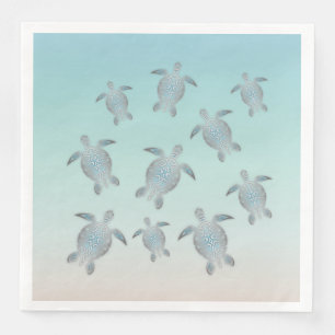 Serviettes En Papier Style argenté de plage de tortues