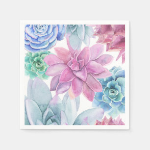 Serviettes En Papier Succulentes Fête de Mariage Moderne et Chic au Mar