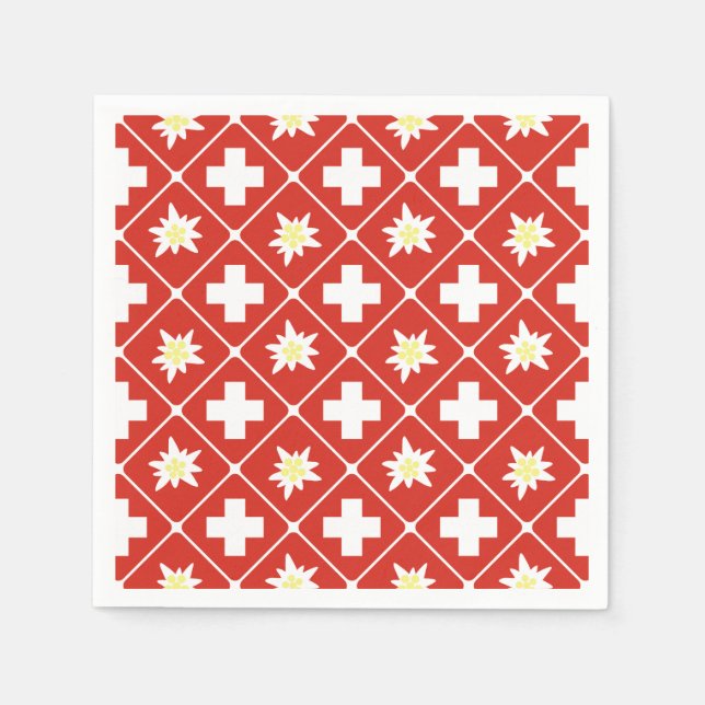 Serviettes En Papier Suisse motif Edelweiss (Devant)
