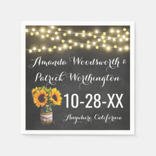 Serviettes En Papier Sunflower Chalkboard Pays Mariage rustique