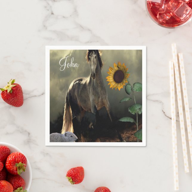 Serviettes en papier Sunflower Horse (En situation)