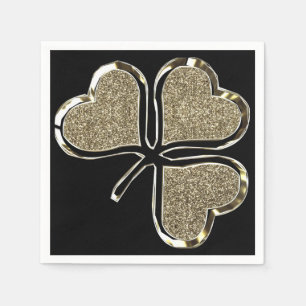 Serviettes En Papier Symbole d'Irlande Shamrock d'or 3 feuilles Clover