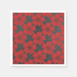 Serviettes En Papier Tableau noir Wild Red Roses