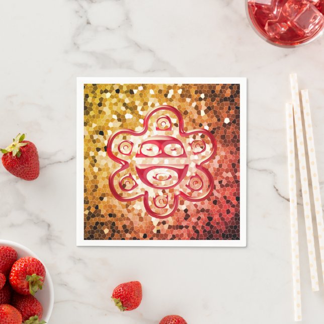 Serviettes en papier Taino Sun (Rouge/Or) (En situation)