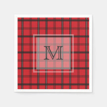 Tartan noir et rouge monogramme