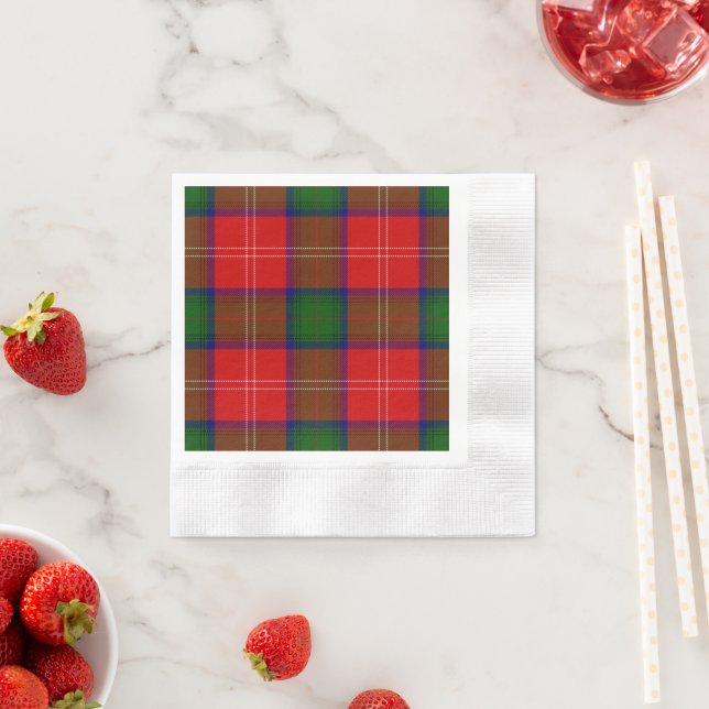 Serviettes En Papier Tartan rouge de Chisholm (En situation)