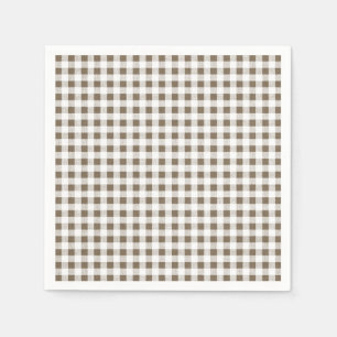 Serviettes En Papier Taupe blanc En vichy Motif