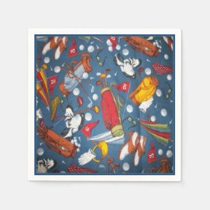 Serviettes En Papier Tee Time Golf Motif Napkins