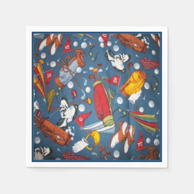 Serviettes En Papier Tee Time Golf Motif Napkins (Devant)