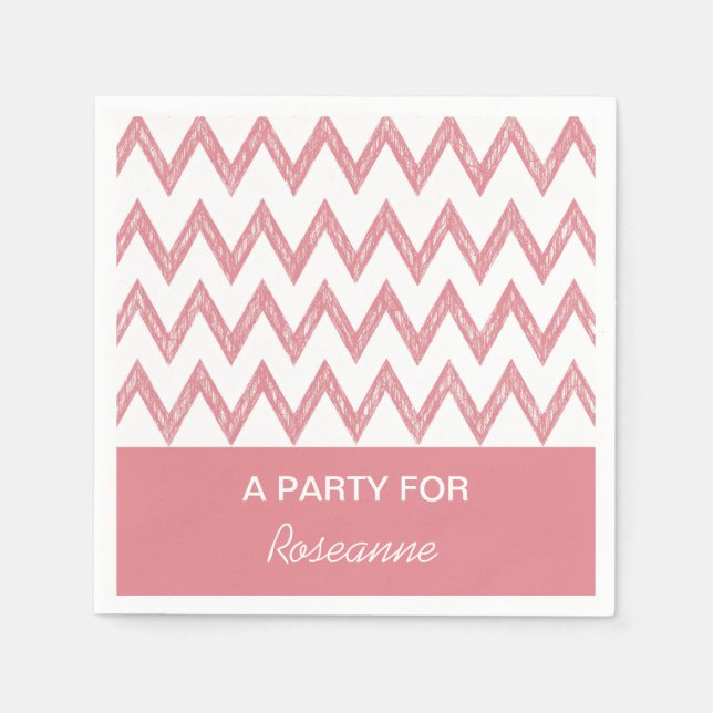 Serviettes En Papier Tendance crayon rose clair Chevron Zigzags avec no (Devant)