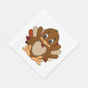 Serviettes En Papier Thanksgiving/White Standard Luncheon Napkin/Turqui