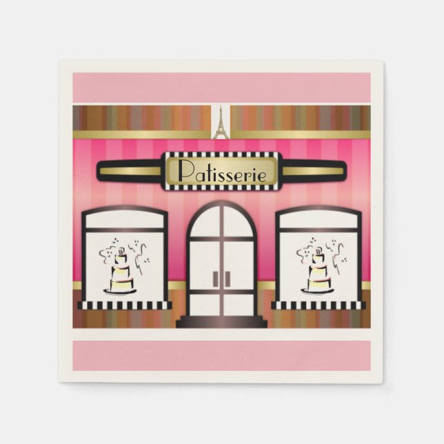 Serviettes en papier Thème Rose Paris Patisserie F (Devant)