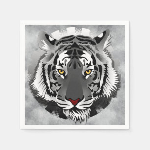 Serviettes En Papier Tigre noir et blanc