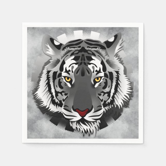 Serviettes En Papier Tigre noir et blanc (Devant)
