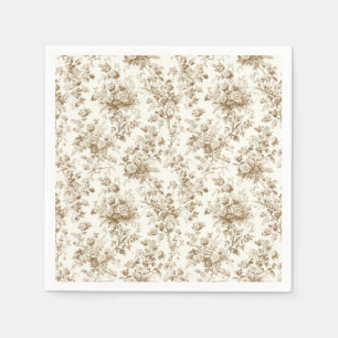 Serviettes en papier toile de Jouy beige antique b