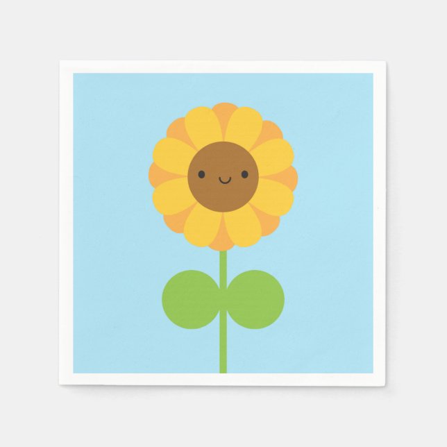 Serviettes En Papier Tournesol de Kawaii (Devant)