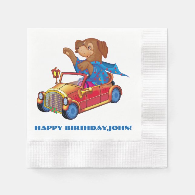 Serviettes En Papier train et voiture (Devant)