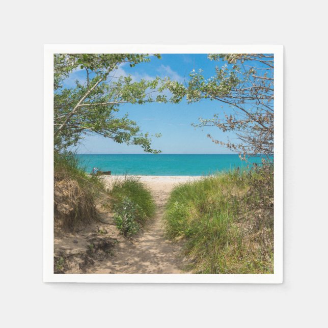 Serviettes En Papier Tranquillité du lac Michigan (Devant)