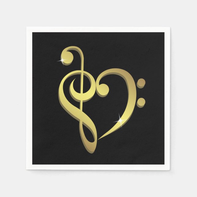 Serviettes En Papier Treble clef, basse clef musique coeur amour (Devant)