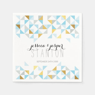Serviettes En Papier triangle mariage DECOR aztec geo motif or bleu