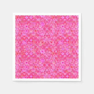 Serviettes En Papier Tribal Batik - tons rose fuchsia