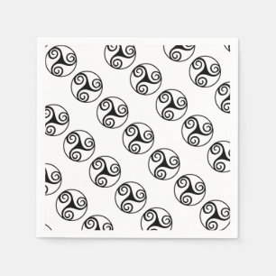 Serviettes En Papier Triskelion ou Triskele noir et blanc