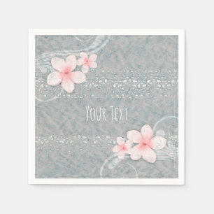 Serviettes En Papier Tropical Plumeria Fleur Grey Rose Summer Party