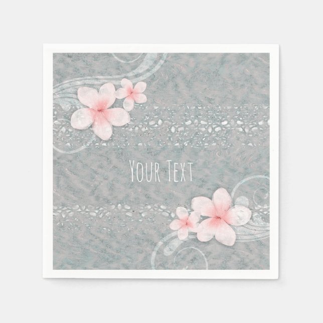Serviettes En Papier Tropical Plumeria Fleur Grey Rose Summer Party (Devant)