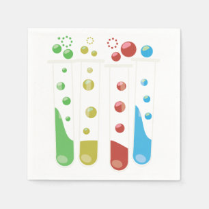 Serviettes En Papier Tubes à essai de dessin animé scientifique