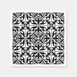 Serviettes En Papier Tuile marocaine - blanc avec l'arrière - plan noi