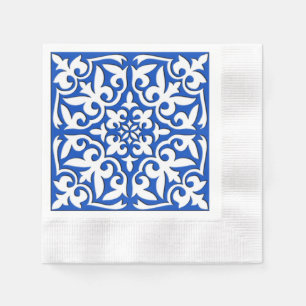 Serviettes En Papier Tuile marocaine - bleu et blanc de cobalt