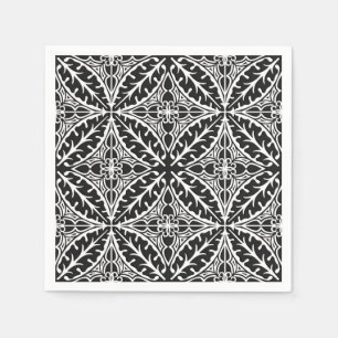 Serviettes En Papier Tuiles marocaines - noires et blanches